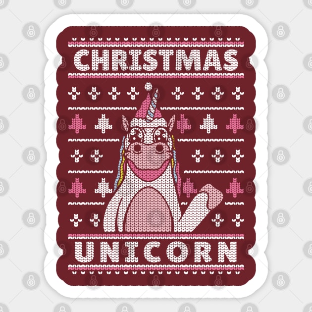 Unicorn Ugly Sweater Christmas Sticker by Safdesignx